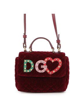 Dolce & Gabbana Handbag Logo Studded Pouch Velour & 2-Way